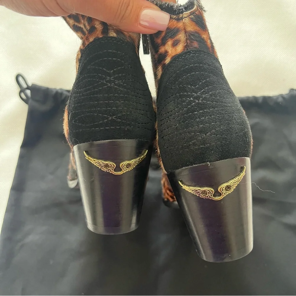 Zadig&Voltaire Molly leopard-print ankle boots Size 37 - Picture 8 of 14